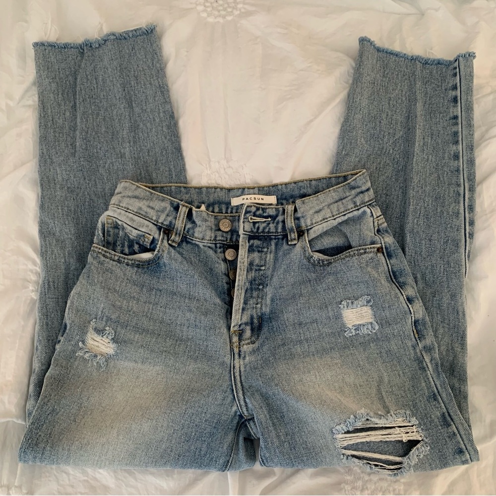 PACSUN high rise straight leg fades blue jeans